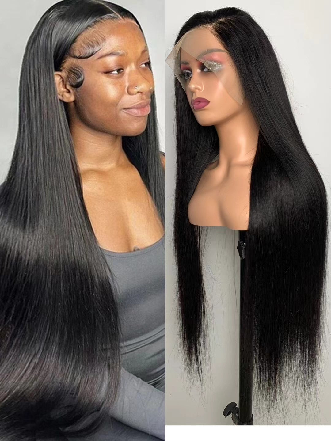Transparent Lace Front Wig Slkin Melt Lace 100% Human Virgin Hair Straight Hair Wig